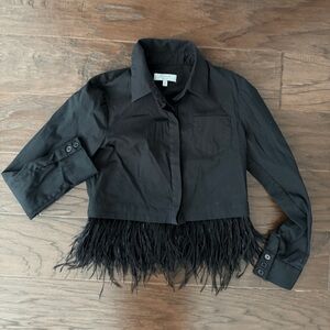 Milly Black Feather Trim Kids Button down